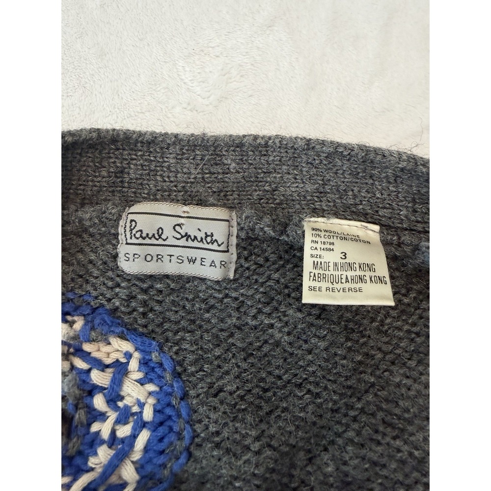 Paul Smith Vintage Women's Knit Button-Up Cardigan Sweater Pockets Geo Sz 3 - Picture 5 of 7
